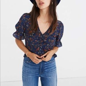 Madewell Silk Daylight Moonless Floral Top